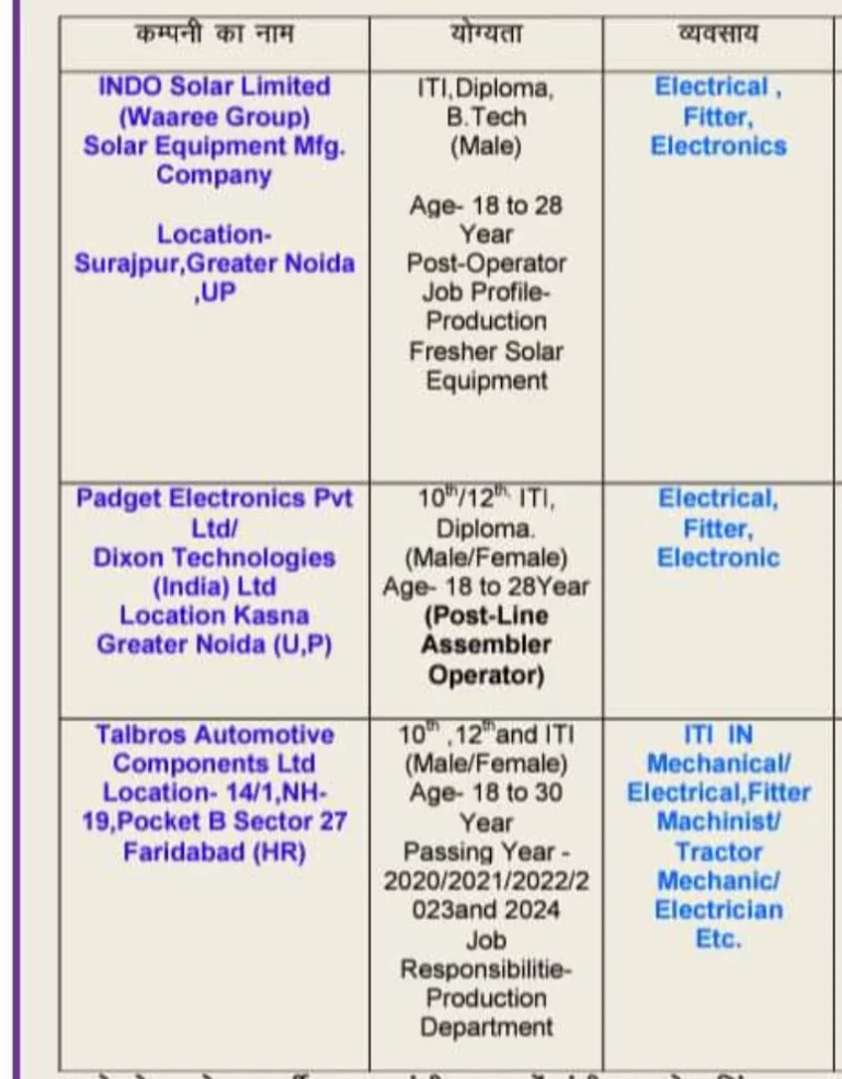 Indo Solar & 2 Other Company’s Campus Placement 2024