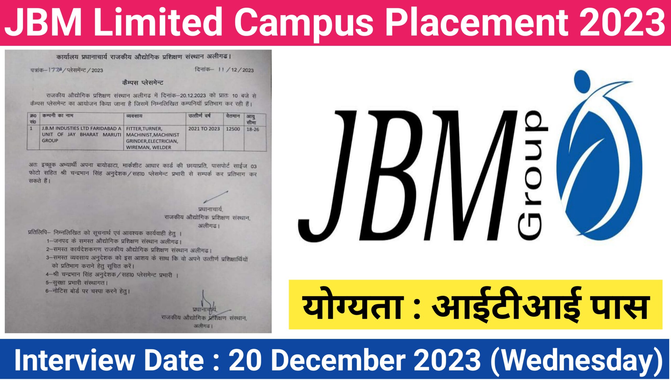 JBM Limited Campus Placement 2023