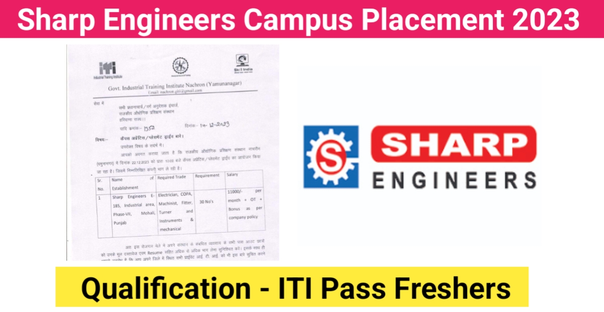 Sharp Engineers Campus Placement 2023