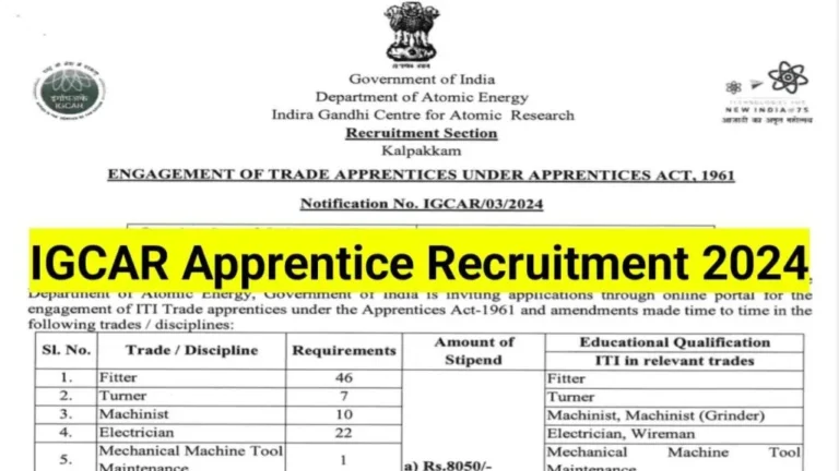 IGCAR Recruitment 2024