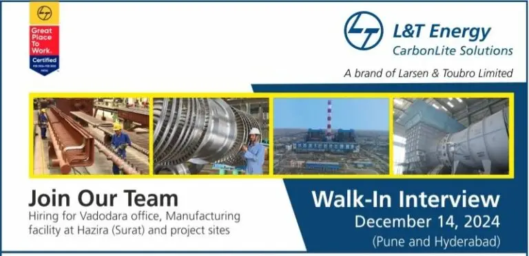 L&T Energy Limited Walk In Interview 2024